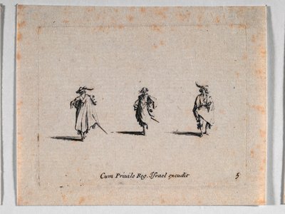 Drie cavaliers, uit Les Fantaisies de Noble J. Callot ... door Jacques Callot