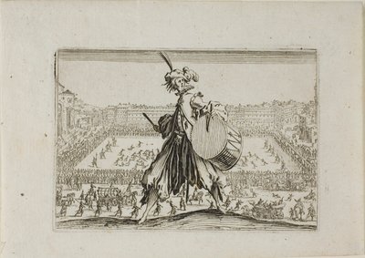 Uitzicht op Piazza S. Croce met voetbalwedstrijd, uit De Caprices door Jacques Callot