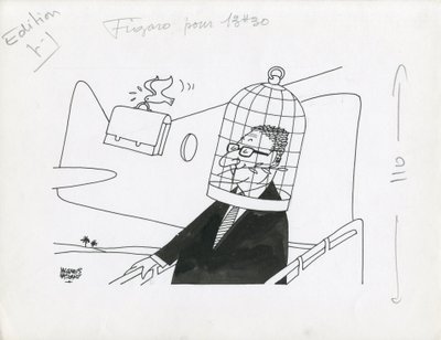 Le Figaro, satire in zwart-wit door Jacques Faizant