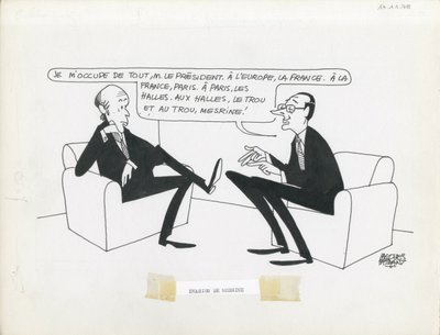 Le Figaro, satire in zwart-wit door Jacques Faizant