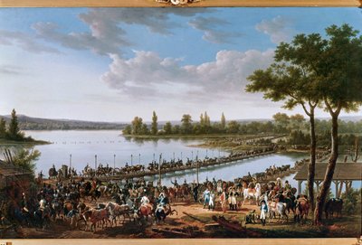 De passage van de Donau door Napoleon voor de slag bij Wagram ... (schilderij op doek) door Jacques Francois Joseph Swebach
