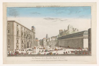 Gezicht op de Real Chancillería te Granada door Jacques Gabriel Huquier