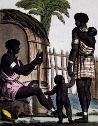 Issinia vrouwen werken rijst, kleurgravure naar tekening van Labrousse, uit Encyclopedie van reizen, door Jacques Grasset de Saint-Sauveur door Jacques Grasset de Saint Sauveur