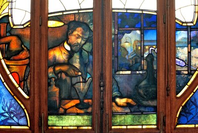 Nancy, Art Nouveau, Kamer van Koophandel, Glas-in-loodramen door Jacques Gruber door Jacques Gruber