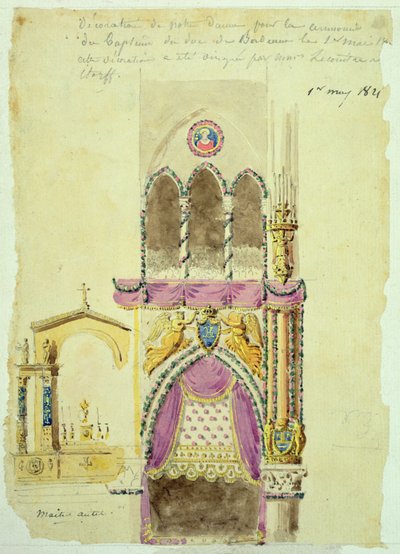 Project voor de Decoratie van Notre Dame voor de Doop van de Hertog van Bordeaux door Jacques Ignace Hittorff