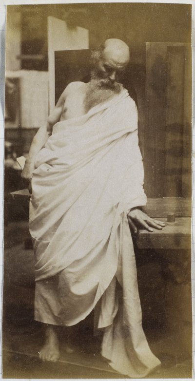 Studie van een mannelijk model, een oude man met baard en in wit doek gedrapeerd door Jacques Lalaing (attributed to)