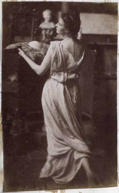 Studie van een vrouwelijk model in draperie, op de rug gezien door Jacques Lalaing (attributed to)