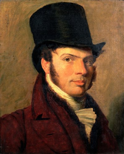 Portret van een jonge man met hoge hoed door Jacques Laurent Agasse