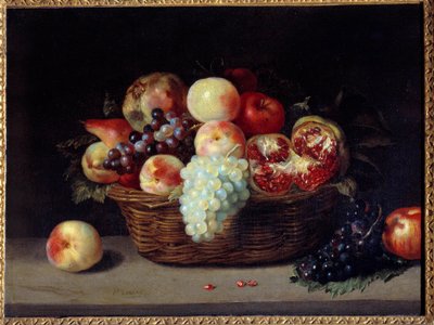 Mand met granaatappels, perziken en druiven door Jacques Linard