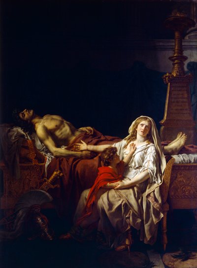 Andromache rouwt over het lichaam van Hector, door Jacques-Louis David (1748-1825) door Jacques Louis (studio of) David