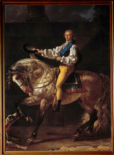 Ruiterportret van graaf Stalislas Potocki (1755 - 1821) door Jacques Louis David