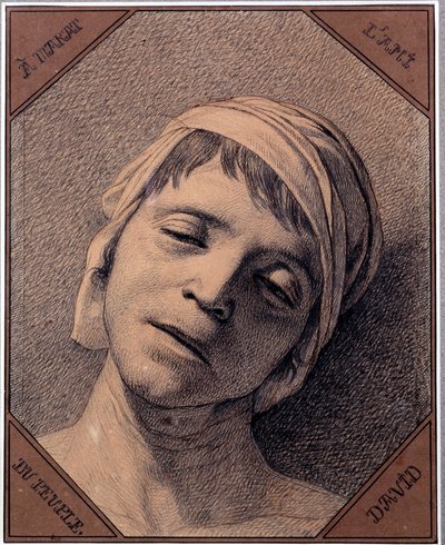Studie naar de natuur van het hoofd van Jean Paul Marat (1763-1793) vermoord op 13/07/1793 Tekening door Jacques Louis David (1748-1825) door Jacques Louis David