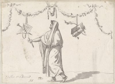 Ornament met een Bebaarde Man in Oude Kleding door Jacques Louis David