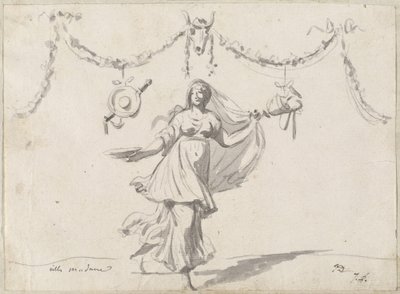 Ornament met een Vrouw in Oude Kleding door Jacques Louis David