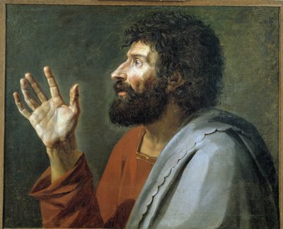 Portret van een man met een hand in de lucht door Jacques Louis David
