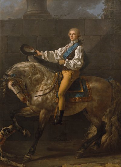 Portret te paard van Stanisław Kostka Potocki door Jacques Louis David