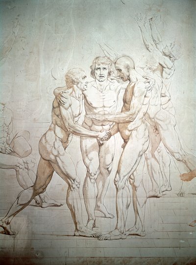 De Eed op de Kaatsbaan onvoltooid, detail, 1791-1792 door Jacques Louis David