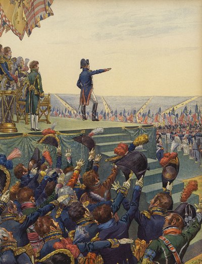 Het leger van Napoleon Bonaparte dat trouw aan hem zweert door Jacques Marie Gaston Onfray de Breville (Job)