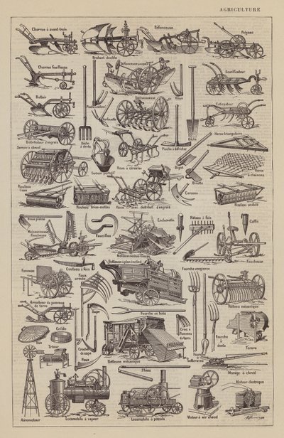 Landbouw (litho) door Jacques Maurice Dessertenne