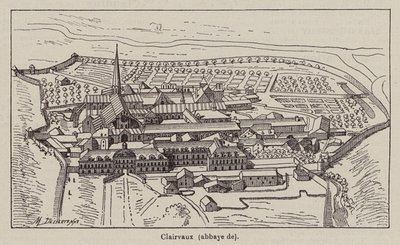 Clairvaux, abdij van (litho) door Jacques Maurice Dessertenne