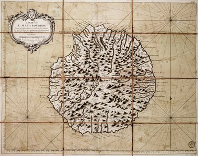 Kaart van het eiland Bourbon, voorbereid bij het depot van kaarten en zeekaarten door Jacques Nicolas Bellin