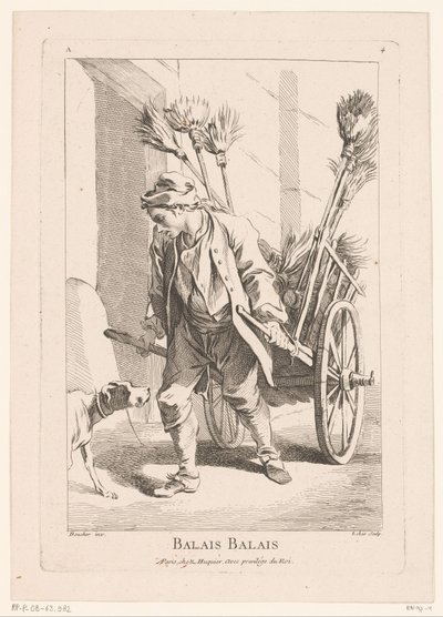 Straatverkoper met bezems door Jacques Philippe Le Bas