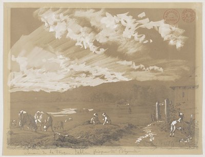Landschap met vrouw en hond door Jacques Raymond Brascassat