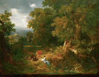 Meleager doodt het everzwijn van Calydon ... (olieverf op doek) door Jacques Raymond Brascassat