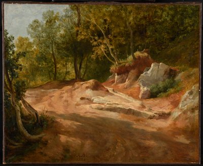 Rotsen in het bos door Jacques Raymond Brascassat