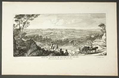 Gezicht op het Koninklijk Paleis van Meudon en het dorp, uit de serie Le Château de Meudon door Jacques Rigaud