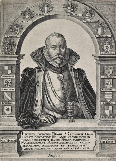 Portret van Tycho Brahe, astronoom (zonder hoed) door Jacques de Gheyn II