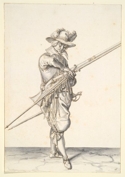Soldaat Bereidt zich Voor om een Musket af te Vuren door Jacques de Gheyn II