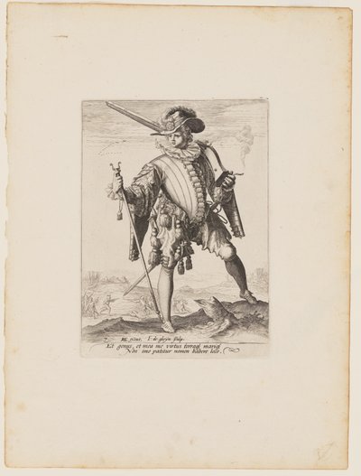Soldaat met Arquebus, uit Officieren en soldaten van de lijfwacht van keizer Rudolph II door Jacques de Gheyn II