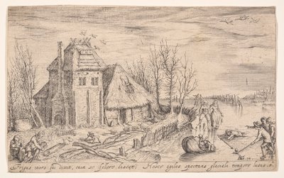 Winterlandschap met schaatsers, van Landschappen door Jacques de Gheyn II