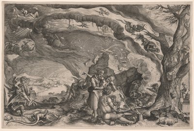 Heksen bereiden zich voor op sabbat door Jacques de Gheyn II