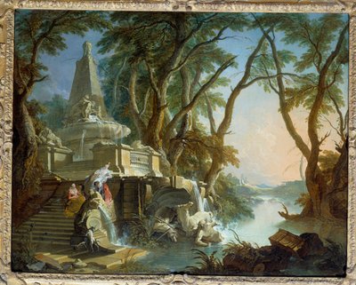 Landschap met de rivier door Jacques de Lajoüe