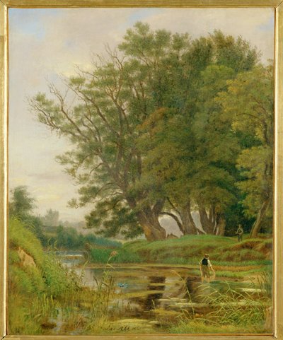 Praterlandschaft - Landschap in de Pratertuinen, Wenen ... (schilderij op doek) door Jakob Alt