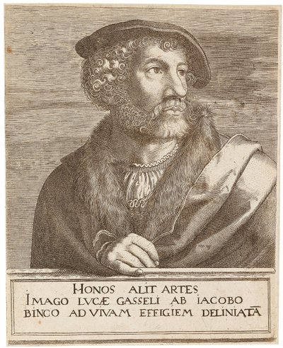 Portret van de kunstenaar Lucas Gassel door Jakob Binck