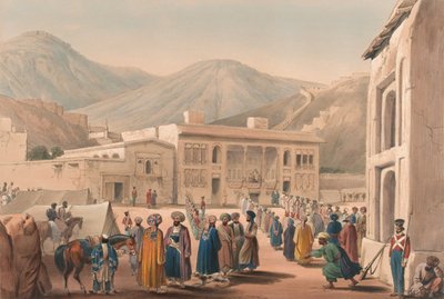 De Durbar-Khaneh van Shah Shoojah-ool-Moolk, in Cabaul, c.1840 door James (after) Atkinson