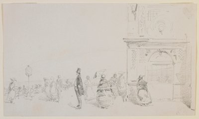 Een groep figuren op een esplanade, 1857 door James Abbott McNeill Whistler