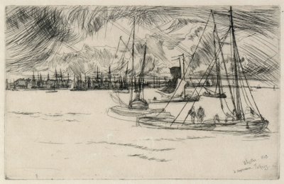 Amsterdam vanaf het Tolhuis door James Abbott McNeill Whistler