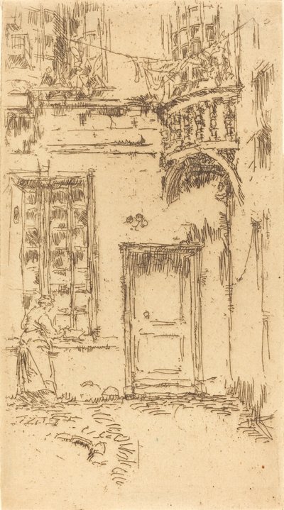 Binnenplaats, Rue P.L. Courier, 1888 door James Abbott McNeill Whistler