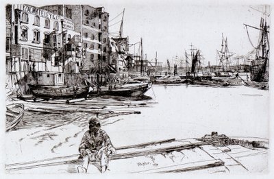 Eagle Wharf (Tyzac, Whitely en Co) door James Abbott McNeill Whistler