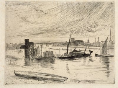 Vroege ochtend, Battersea, 1861 door James Abbott McNeill Whistler