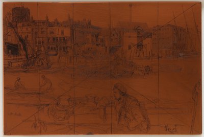 Etsplaat: Black Lion Wharf, 1859 door James Abbott McNeill Whistler