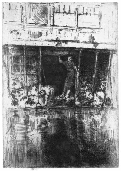 Huis aan de gracht in Amsterdam door James Abbott McNeill Whistler