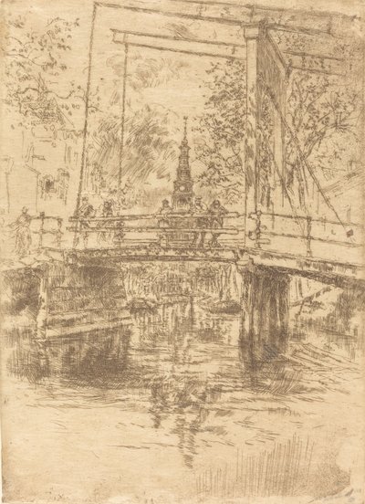 Kleine ophaalbrug, Amsterdam, 1889 door James Abbott McNeill Whistler
