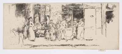Krantenkiosk, Rue de Seine, ca. 1892-93 door James Abbott McNeill Whistler