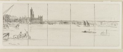 Oude Westminster Bridge, 1859 door James Abbott McNeill Whistler
