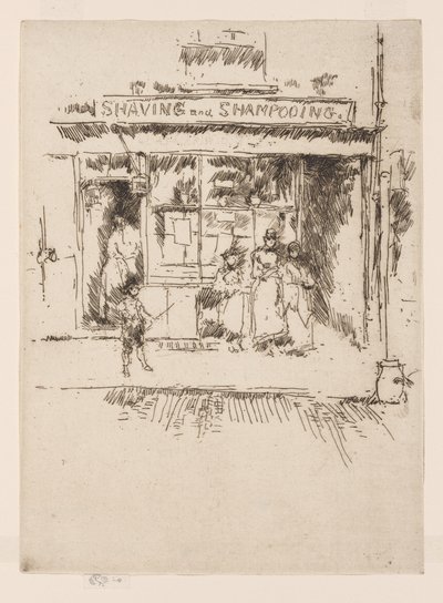 Scheren en shampooën, ca. 1886-88 door James Abbott McNeill Whistler